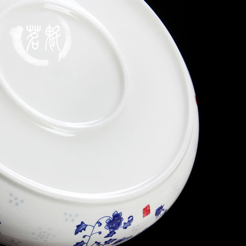 陶瓷茶盘茶船茶海大号12寸圆形茶台青花瓷功夫茶具白瓷茶盘储水盘 - 图3