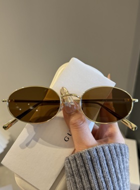 复古金属小框椭圆形百搭洋气