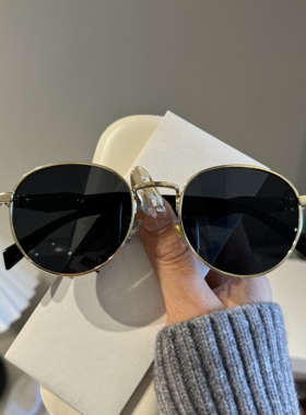 欧美金属圆形墨镜女春季防紫外线