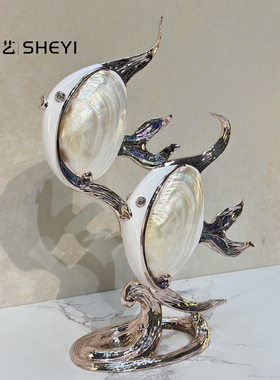 欧式现代风年年有余双鱼客厅摆件