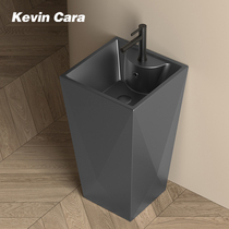 Gun Grey Ceramic Post Basin integrated floor washbasin toilet upright post washbasin upright wash basin