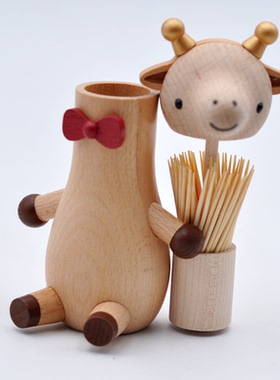 jeancard木质牙签筒卡通桌面创意