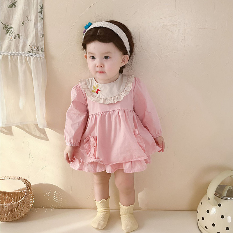 女童连衣裙春秋装女宝宝长袖裙子网红粉色花边公主裙洋气超萌可爱,淘宝优惠券,粉丝福利购,淘宝优惠卷