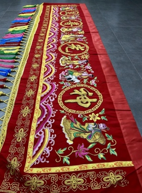 精美台版凸绣绣工精湛横彩八仙彩门彩佛堂寺庙喜庆横幅刺绣品