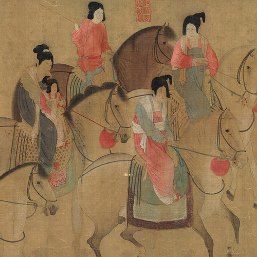 中国古代名画唐宫仕女图五幅国画高清原扫电子素材人物画高清微喷_虎窝淘
