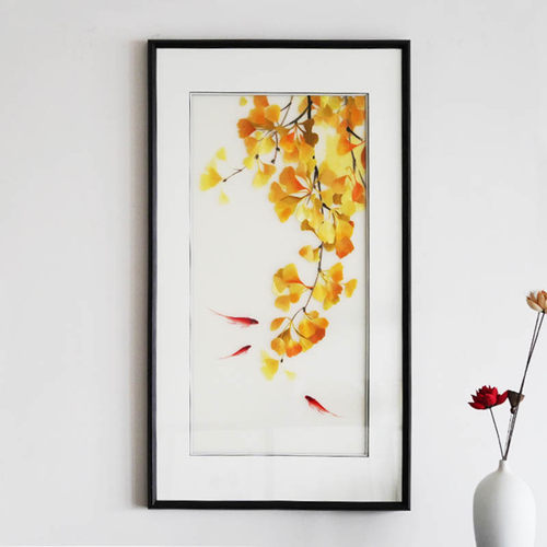 客厅装饰画九鱼图玄关轻奢新中式沙发背景墙卧室床头餐厅挂画三联 - 图2