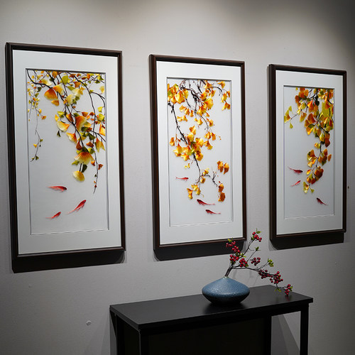 客厅装饰画九鱼图玄关轻奢新中式沙发背景墙卧室床头餐厅挂画三联 - 图1