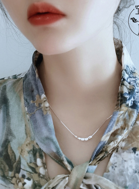简约时尚豆豆项链银饰锁骨链女银