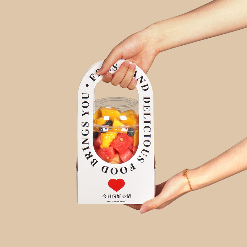 辛晟高档网红果切杯手提纸卡盒一次性水果店外卖鲜果切打包水果杯,淘宝优惠券,粉丝福利购,淘宝优惠卷