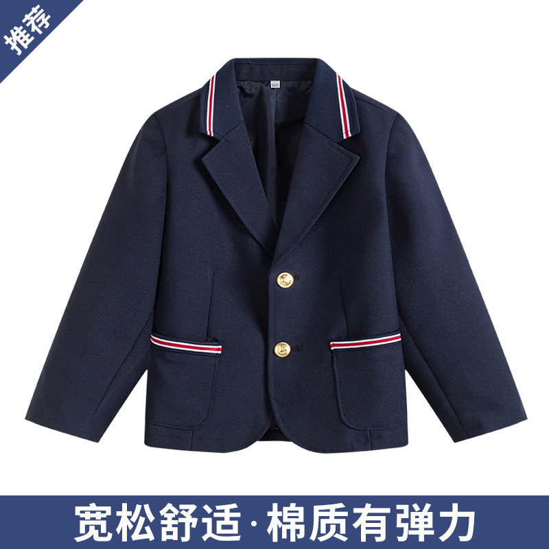 学生纯色小西装儿童英伦学院男女童枣红藏青色西服修身版外套秋
