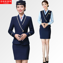 Professional Clothing Suit Women Naira Flight Attendant Uniform Air Ride Etiquette High-speed Rail Flight Attendants receptionist to the high-end of the work clothes high-end