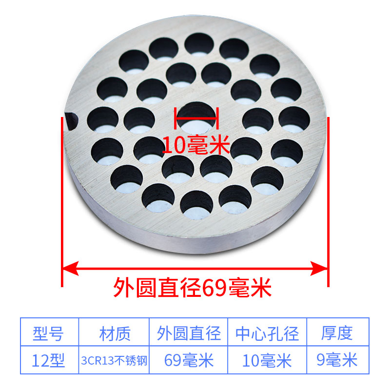 12型电动绞肉机刀片配件通用不锈钢孔板篦子出料板圆刀家用 - 图2