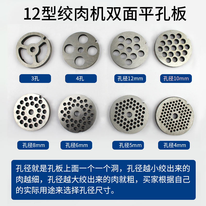 12型电动绞肉机刀片配件通用不锈钢孔板篦子出料板圆刀家用 - 图1