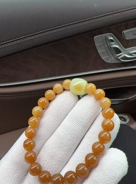天然玉石黄白老玉带糖手串转运珠手链 精品高品质