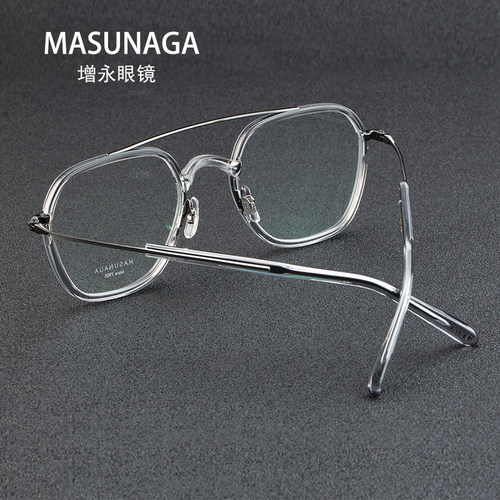 MASUNAGA增永眼镜日本手工复古眼镜双梁镜框板材近视眼镜架GMS115 - 图1