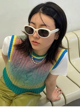 高级感欧美椭圆防晒太阳镜