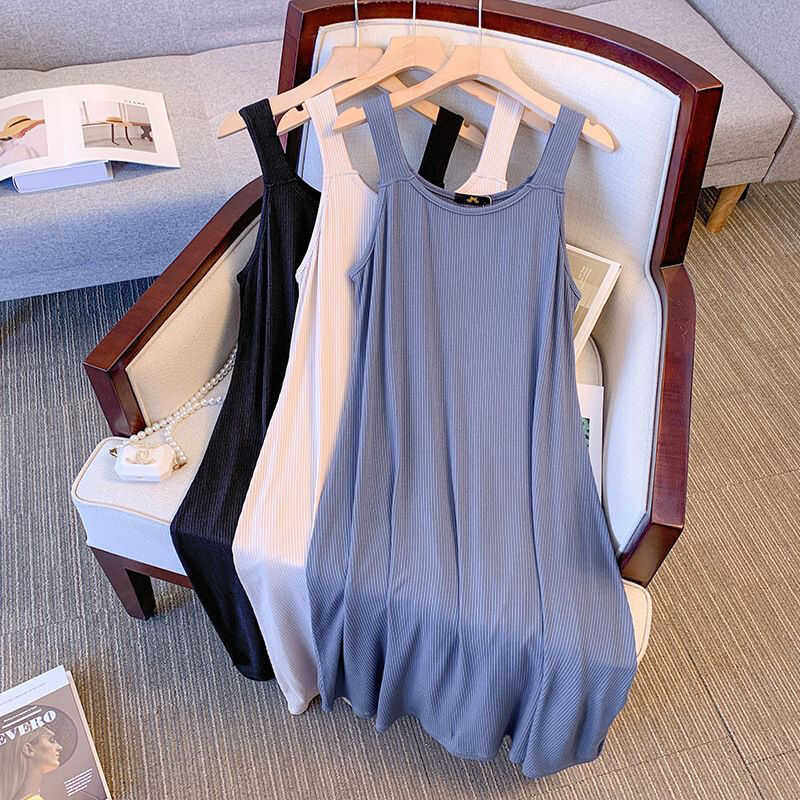 350斤大码吊带裙冰丝螺纹孕妇连衣裙胖mm宽松垂感无袖内搭背心裙,淘宝优惠券,粉丝福利购,淘宝优惠卷