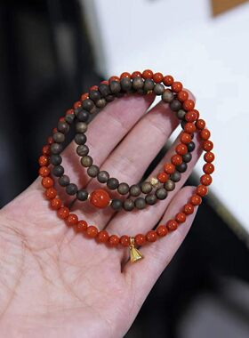 沉香南红手链