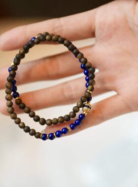 沉香青金双圈手串