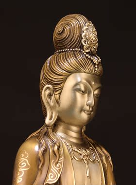 纯黄铜文殊普贤佛像摆件家居本命佛像四大名山佛地藏王观音菩萨像