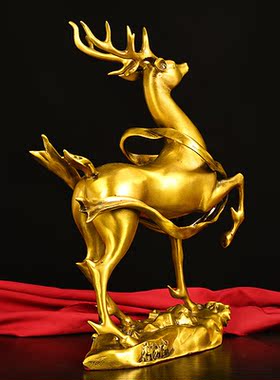 纯铜鹿金色梅花鹿电视柜客厅饰品轻奢拍摄道具圣诞配饰台桌面摆件
