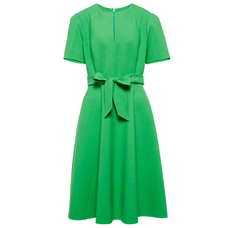 质感晚礼服短款绿色小礼服女2023新款时尚短袖年会连衣裙简单大方