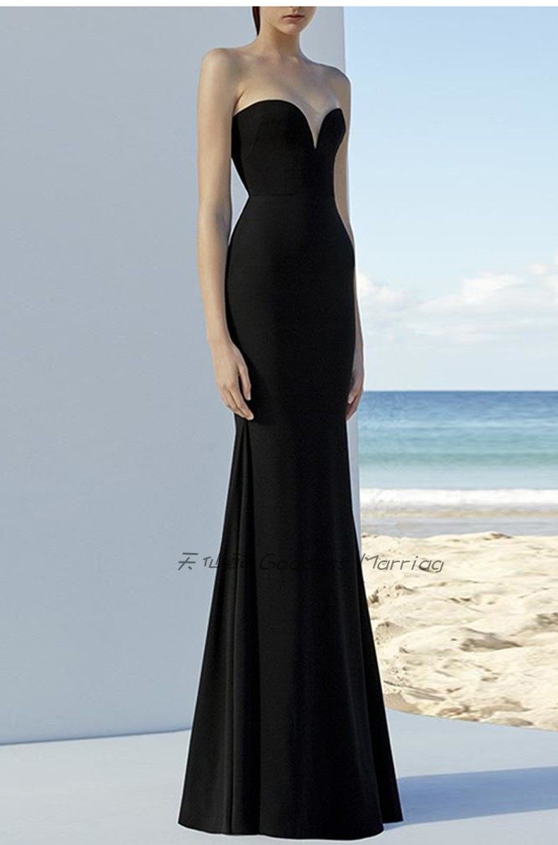 气质晚礼服年会2023新款长裙简单大方低胸派对长款鱼尾宴会连衣裙