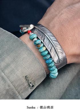 大珠形黑玛瑙绿松石男女手链