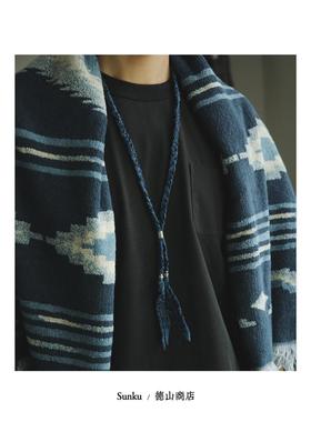 SUNKU美式复古方巾项链银扣点睛 美洲原住民风格图腾 SK-290