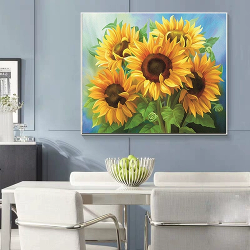 Полный бриллиант Новая модель 2023 Положите Diamond Cross -Sitch Living Room спальня в Sunflower Flower 5D Diamond Restaurant Simple