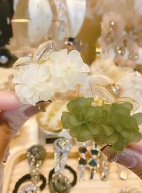 抓夹女刘海夹前额洋气小清新绿色小号发夹超仙气质风信子高档抓夹