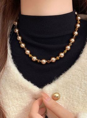 美拉德虎眼石施家仿珍珠项