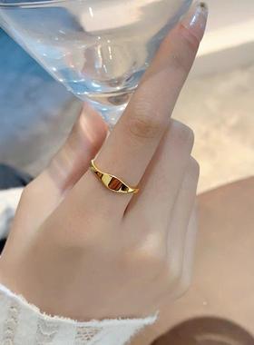 新中式不规则戒指食指女潮小众设计轻奢时尚个性高级感钛钢不掉色