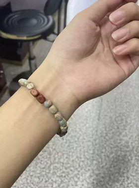 新中式风方块寿山石水晶手链单圈 ins男女情侣款彩色手串首饰