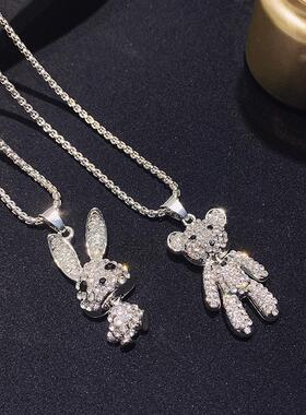 今年年新款满钻兔子小熊项链女ins爆款长款毛衣链百搭秋冬锁骨链