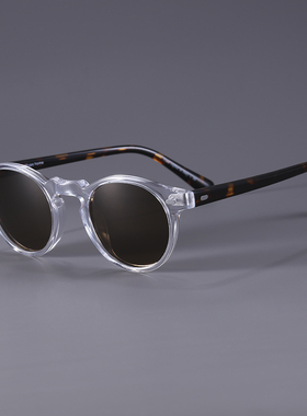 小脸男圆形复古偏光太阳镜