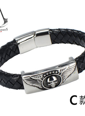 骷髅皮质黑色复古风欧美编织绳