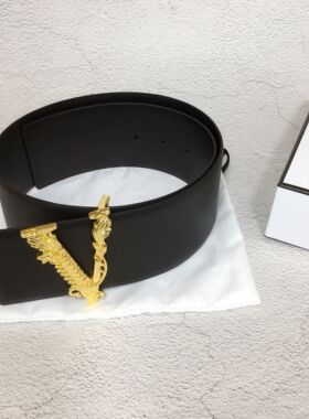 新款宽版连衣裙腰带女V扣皮带真皮装饰配裙子牛皮百搭腰封ins风
