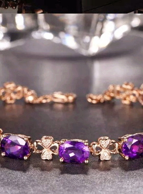 s925纯银紫水晶宝石镀奢华手链