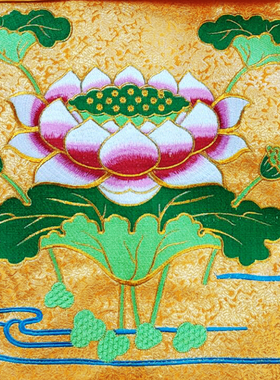 庄严品寺院佛堂绣品织锦缎刺绣佛台供桌布莲花桌围2米