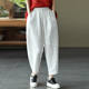 Summer loose linen casual pants ເກົ້າຈຸດຂອງແມ່ຍິງ literary ສີແຂງ elastic waist linen harem pants ຜະລິດຕະພັນໃຫມ່