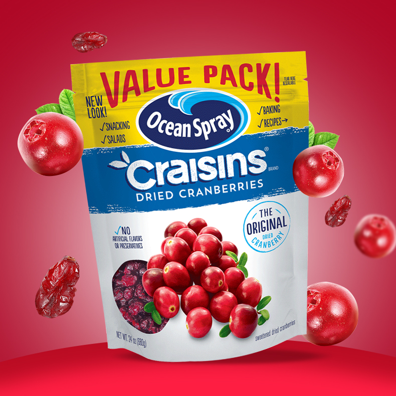 OceanSpray海外旗舰店美国原装进口OceanSpray优鲜沛蔓越莓干零食水果干烘焙蜜饯680g*20
