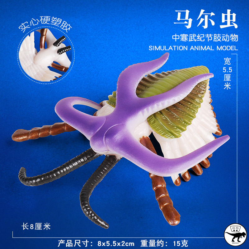 寒武纪史前海洋生物马尔虫皮卡虫三叶虫模型儿童仿真远古动物玩具-图1