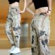 ການຄ້າຕ່າງປະເທດ ice silk pants ກິລາແມ່ຍິງ summer ບາງວ່າງຂາ tie breathable trendy workwear camouflage casual pants