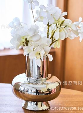 欧式轻奢陶瓷大肚灯笼花瓶