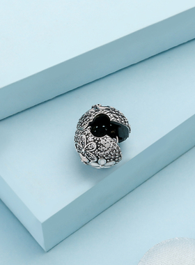 Pandora潘多拉串珠诗花绽放珐琅粉色串饰固定夹792084CZ