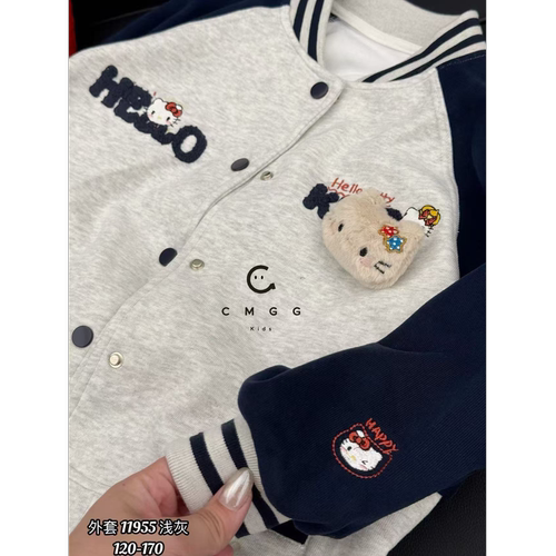 叫我格格童装2026秋季女童插肩袖韩系kitty猫洋气棒球服外套11955 - 图3