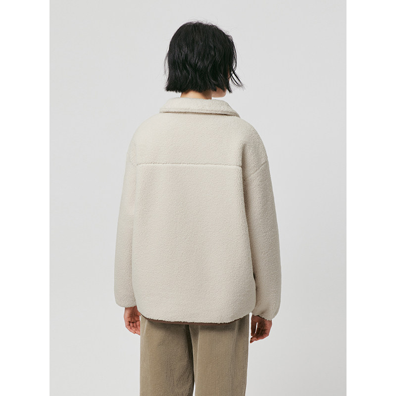 热风女士夹克外套上衣仿羊羔毛外套2025年冬季新款立领拉链内搭,淘宝优惠券,粉丝福利购,淘宝优惠卷