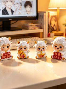 软萌小羊公仔招财吉祥物摆件