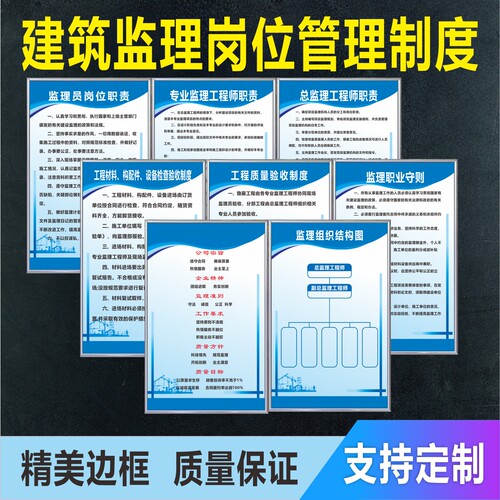 施工监理员建筑岗位职责总监理工程师专业监理项目制度上墙警示牌 - 图0